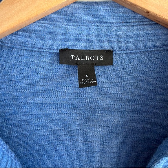 Talbots Ribbed Polo Sweater V-Neck Knit Pullover Blue Size S - Picture 3 of 14